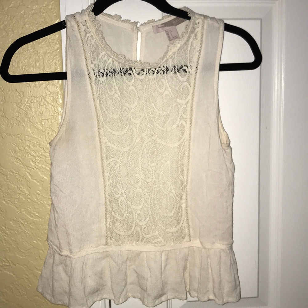 Forever 21 Contemporary Crochet Lace Peplum Top S